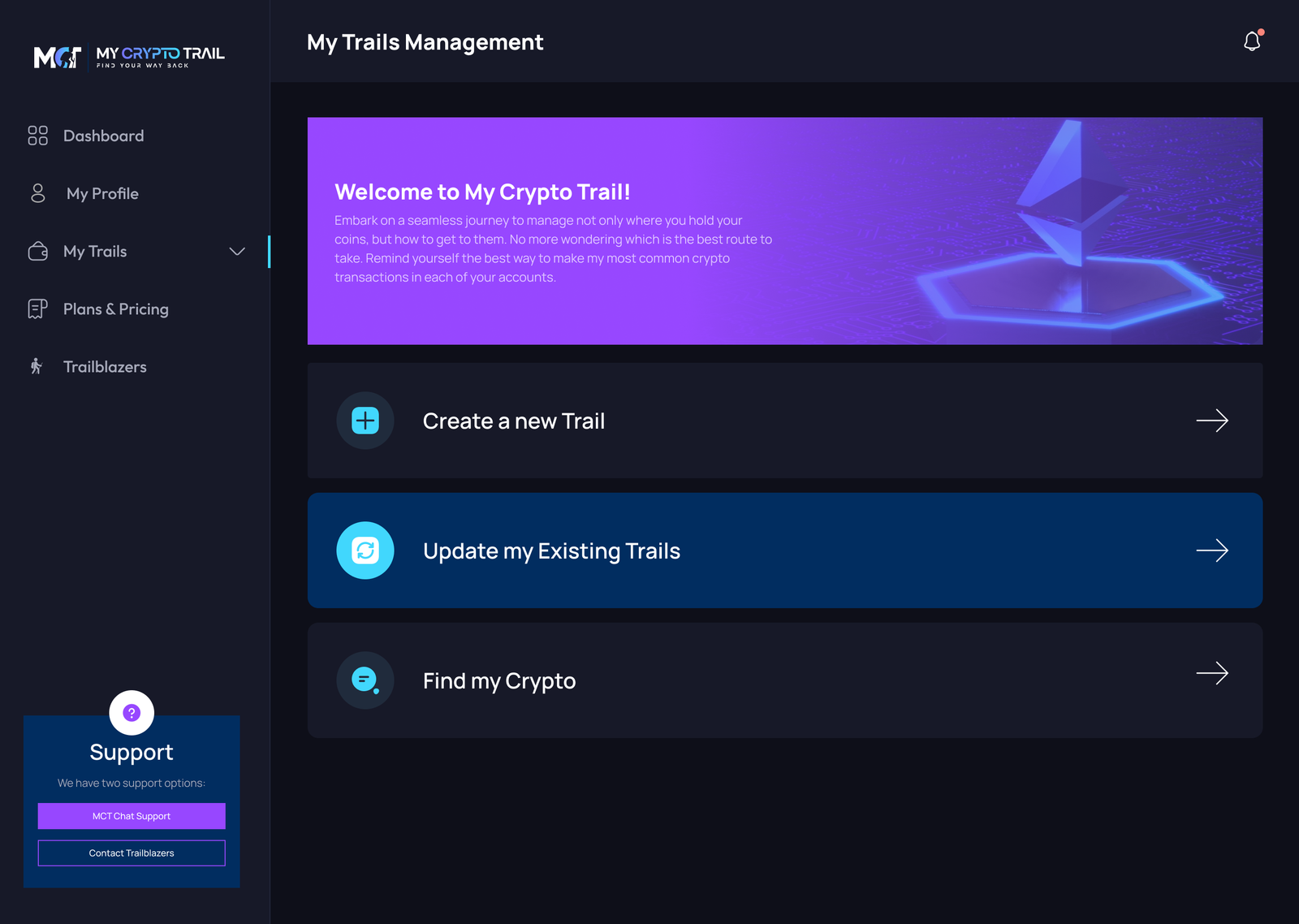 MyCryptoTrail Dashboard